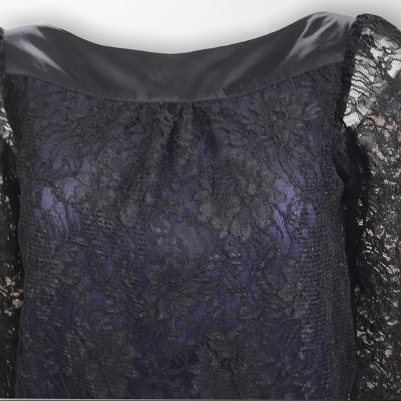 REISS Long Sleeve Black Lace Dress With Dropwaist and  Side Bow Size 10 - Picture 3 of 8